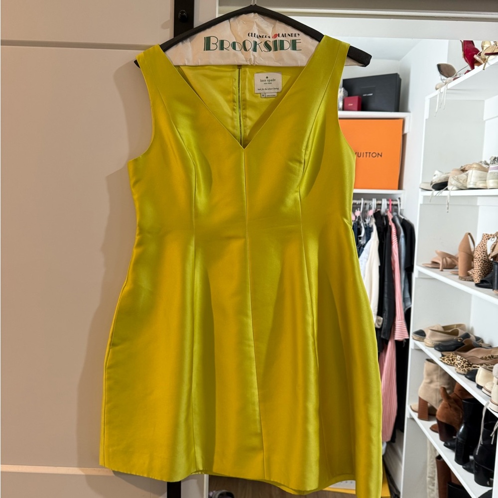 kate spade Bright Lime Green Sleeveless V-Neck Fit-&-Flare Dress